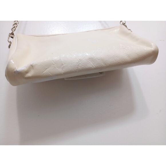 Longchamp Shoulder Crossbody Bag Ivory Patent Leather White Rabbit Fur Glam VNTG - Picture 13 of 16